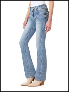 Curvy Bootcut Mid-Rise Stretch Jeans for Women Curvy Fit Bootcut